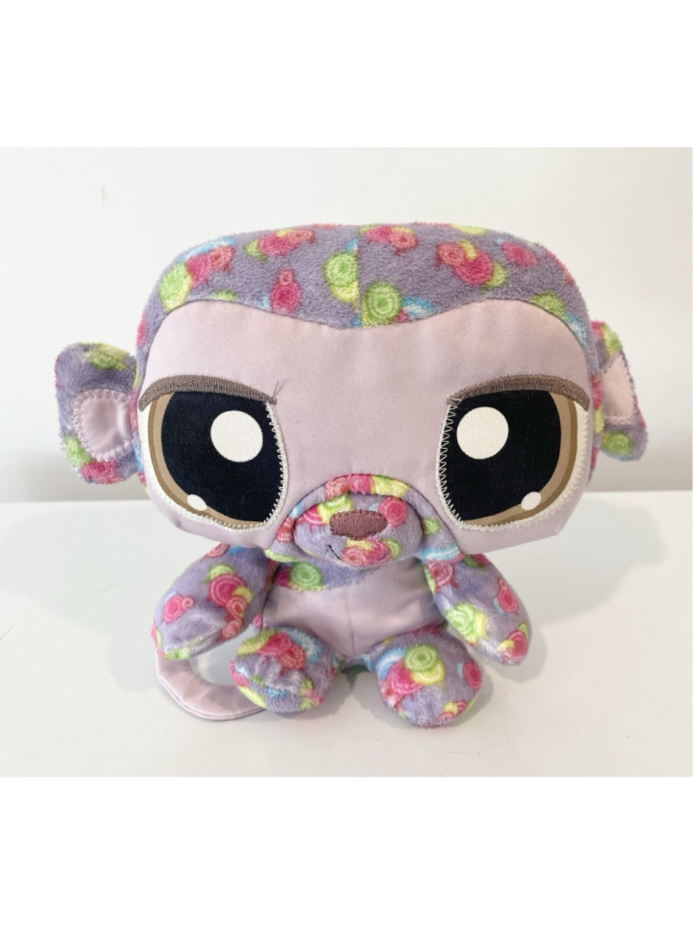 2008 Littlest Pet Shop LPS Purple Monkey Plush Swirl Pattern Hasbro